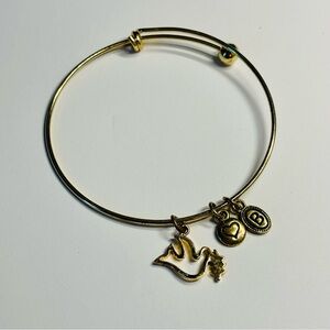 Brighton Gold Charm Bracelet with Heart and Bird